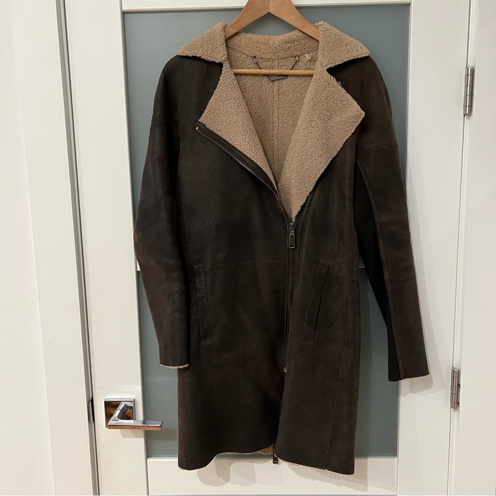Brown Elie Tahari Shearling Coat